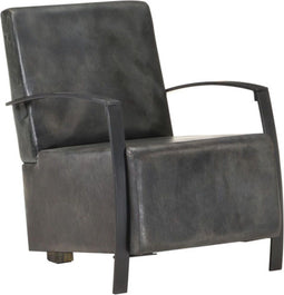 vidaXL Fauteuil echt leer verweerd grijs