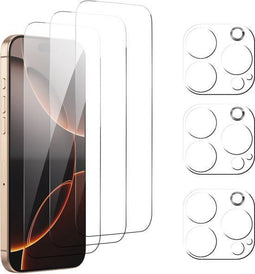 Podec iPhone 16 Pro Max - Screenprotector en Camera Lens Protector - Gehard Veiligheidsglas (3-pack)