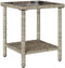 vidaXL - Tuinbank - met - tafel - en - kussens - L-vormig - poly - rattan - lichtgrijs