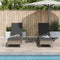 vidaXL - Ligbedden - 2 - stuks - met - Kussens - en - Tafel - Grijs - Poly - Rattan