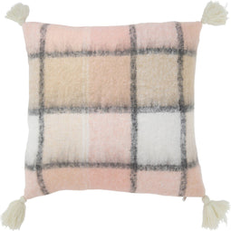 J-Line kussen Geruit - polyester - beige/roze