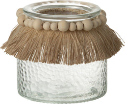 J-Line theelichthouder Kralen Decoratie - glas - transparant - small