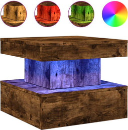 vidaXL - Salontafel - met - metalen - poten - 50x50x40 - cm - gerookt - eikenkleurig