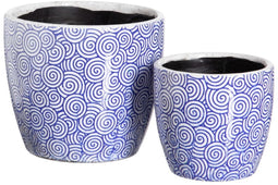 Plantenbakkenset Blauw Terra cotta 19 x 19 x 17 cm Cirkelvormig (2 Stuks)