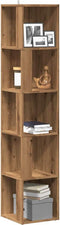 vidaXL - Hoekkast - 33x33x165 - cm - bewerkt - hout - artisanaal - eikenkleur