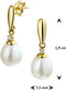 Marie Celeste oorhangers - Parel en Zirkonia - 14 karaat goud - 7,5 mm