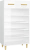 vidaXL - Schoenenkast - 60x35x105 - cm - bewerkt - hout - bruin - eikenkleur