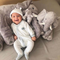 Grote knuffel - Olifant - 45x55 cm - Pluche - Grijs