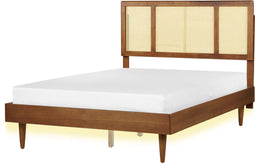 AURAY - Tweepersoonsbed LED - Lichthout - 140 x 200 cm - Rubberhout