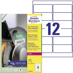 Avery-Zweckform L7913-40 Universele etiketten 99.1 x 42.3 mm Polyethyleen folie Wit 480 stuk(s) Permanent hechtend Lase