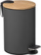 Prullenbak/pedaalemmer donkergrijs metaal 3 liter - 17 x 24 cm - Voor badkamer en toilet