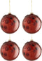 J-Line kerstbal Bloemen - glas - burgundy - large - doos van 4