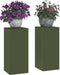 vidaXL - Buitenplantstands - Pilar - 2 - stuks - Olijfgroen - 24x24x55 - cm - Staal