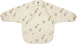 Nuuroo slabbetje met mouwen - Circus / beige