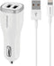 Mobiparts Car Charger - Dual USB 4.8A met Lightning Kabel - Wit
