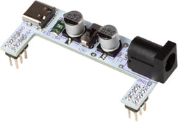Whadda Breadboard voedingsmodule, 3.3 V/5 V, geschikt voor MB102 breadboard 830P, voeding via een USB-C kabel of DC-jack