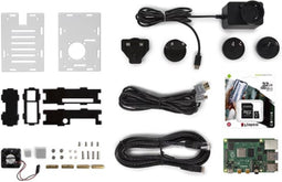Whadda Raspberry Pi® 4 starterkit (4 GB) met koelbehuizing, complete set voor Raspberry Pi® 4 projecten met microSD 32 GB, gigabit ethernet, 4K HDMI, Bluetooth 5.0 en PoE-ondersteuning, leer programmeren