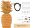 Whadda Soldeerkit, XL-ananas met 19 RGB-leds en houten houder, promotieset met gratis soldeerbout en soldeertin, oranje XL-printplaat, educatief en creatief STEM-bouwpakket