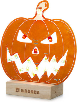 Whadda Soldeerkit, XL-printplaat, Halloweenpompoen, met houder, educatief en creatief STEM-bouwpakket