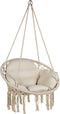 Outtec® Hangstoel - Schommel met Kussens - 62cm Diameter - tot 150 kg - 100% Katoen - Beige