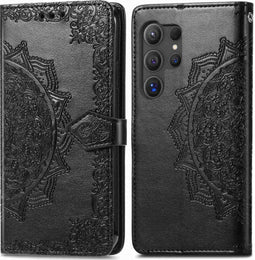 imoshion Hoesje Geschikt voor Samsung Galaxy S24 Ultra Hoesje Met Pasjeshouder - imoshion Mandala Bookcase - Zwart