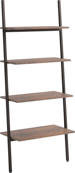vidaXL - Ladderrek - met - 4 - schappen - 64x34x150,5 - cm - donkerbruin - en - zwart