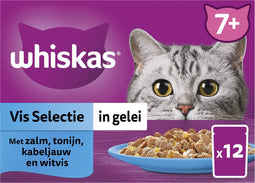 Whiskas 7+ Vis Selectie in Gelei Maaltijdzakjes Multipack 12 x 85 gr