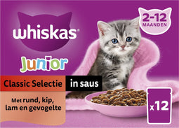 Whiskas Junior Multipack Classic Selectie in Saus 12 x 85 gr