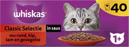 Whiskas Kattenvoer - Adult 1+ - Classic Selectie in Saus - 40x85g