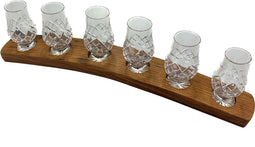 Whiskyglashouder van oude whiskyvaten met 6 Glencairn Cut Whiskyglazen - Darach en Glencairn Crystal Scotland