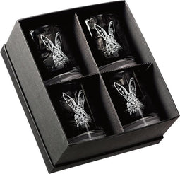 Whiskyglazen Gegraveerd met Haas 4 stuks - Just Slate Company Scotland