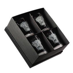 Whiskyglazen Gegraveerd met Schotse Hooglander 4 stuks - Just Slate Company Scotland