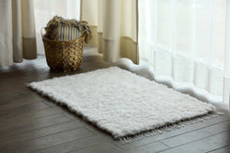 White Woven Sheepskin Rug