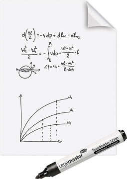 Whiteboard folie, b: 60 cm, l: 80 cm, 25 vellen, wit