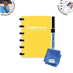 Whiteboard notitieblok / schrift - Correctbook - A6 - Gelijnd - Geel