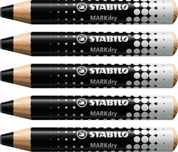 Whiteboardpotlood stabilo markdry 648/46 zwart | 5 stuks