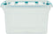 Whitefurze Carry Box opbergdoos 13 liter, transparant met blauwe handvaten