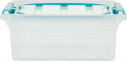 Whitefurze Carry Box opbergdoos 5 liter, transparant met blauwe handvaten