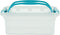 Whitefurze Carry Box opbergdoos 5 liter, transparant met blauwe handvaten