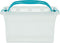 Whitefurze Carry Box opbergdoos 7 liter, transparant met blauwe handvaten