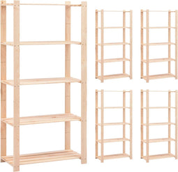vidaXL - Opbergrekken - 5-laags - 5 - st - 80x38x170 - cm - grenenhout - 250 - kg