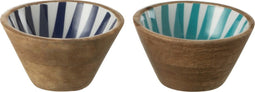 J-Line kom Stralen - hout - blauw/wit - extra small - 2 stuks