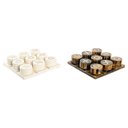 Decoratieve figuren DKD Home Decor Bordspel 20,5 x 20,5 x 5 cm Wit Amber Metaal Modern
