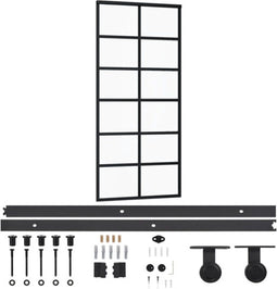 vidaXL - Schuifdeur - met - beslag - 90x205 - cm - aluminium - en - ESG-glas