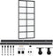 vidaXL - Schuifdeur - met - beslag - 90x205 - cm - aluminium - en - ESG-glas