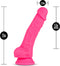 Blush - Neon dildo met scrotum 19 cm dual density - Roze
