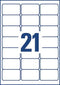 Avery L7160, Adresetiketten, Laser, Ultragrip, wit, 250 vellen, 21 per vel, 63,5 x 38,1 mm