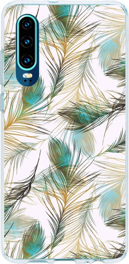 Hoesje Geschikt voor Huawei P30 Hoesje Siliconen - Design Backcover siliconen - Meerkleurig / Golden Peacock