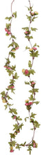 Kerstslingers met bloemen 6 st 215 cm roze