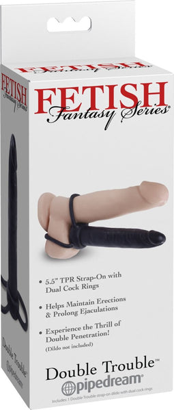Pipedream Fetish Fantasy voorbinddildo Double Trouble zwart,beige